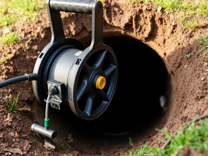 Sewer inspection camera at a residential sewer cleanout